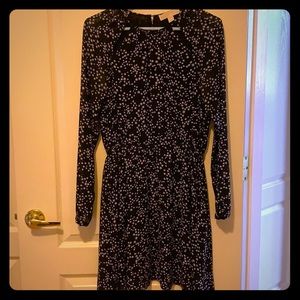 Michael Kors Black/White Star Long Sleeve Dress